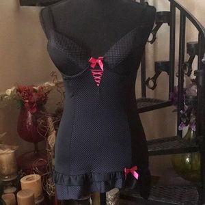 Sexy Polka Dot Ruffle Chemise Slip Lingerie Vintage Piece